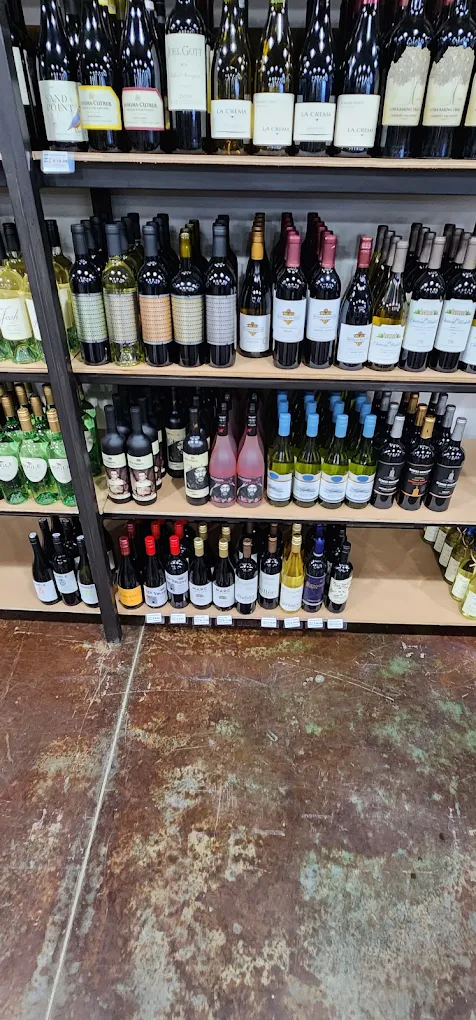 Wall of red and white wine bottles at Trenton Liquors